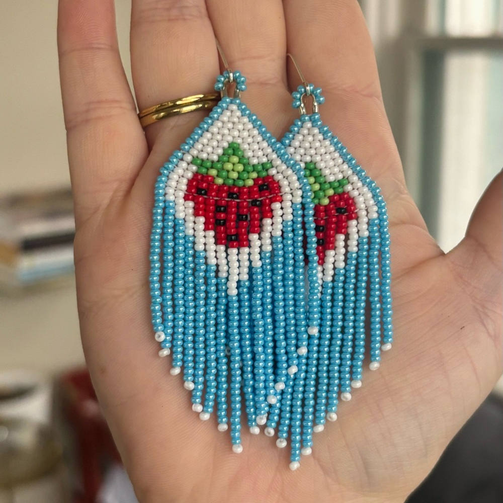Handcrafted Beaded Strawberry Earrings